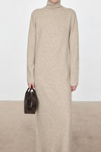 High Neck Flocked Slouchy Knit Dress