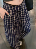 Plaid Print Wide Leg Pants