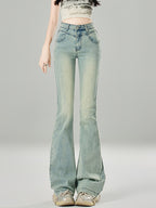 High Waist Retro Design Flare Jeans