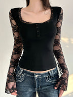 Lace Panels Long Sleeve