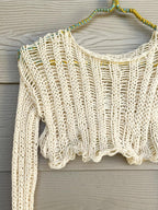 Short Cutout Crop Smock Crochet Top