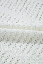 3/4 Sleeve Open Knit Mesh Detail Pullover Sweater