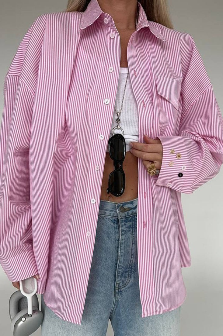 Back Stripe Button Detail Blouse