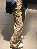 Multi-Pocket Flared Straight Cargo Pants