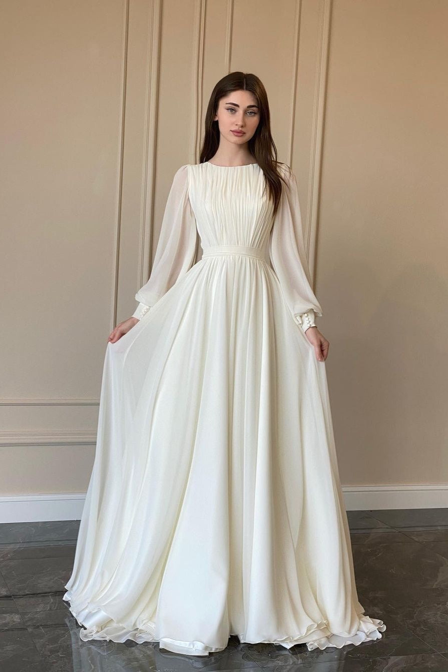 White Lantern Sleeve Pearl Sheer Maxi Dress