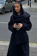 French English Style Scarf Belted Overcoat