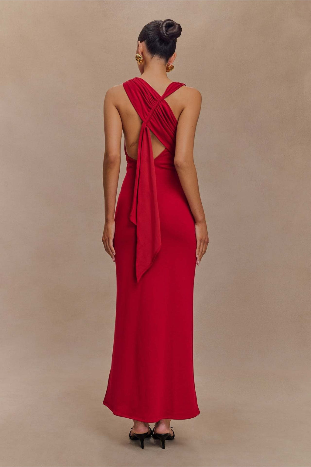 High Neck Sleeveless Wide Strap Bodycon Maxi Mini Dress