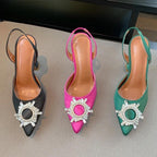 Silk Crystal Pumps Strange Style High Heels for Women Summer Bride Comfortable Heeled