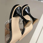 Clear PVC Square Buckle Pumps with Perspex High Heel