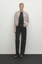 Casual Minimalist Semi-Turtleneck Knit Cardigan
