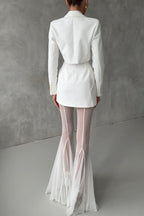 Deep Chic Mesh High Rise Elastic Waist Fishtail Stretch Pants