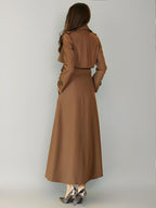 Women's Trench Coat Modern Polyester Turndown Collar Buttons Full Length Coat