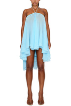 Chiffon Solid Color Halter Backless Irregular Mini Dress