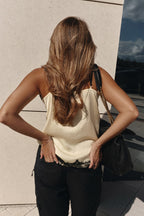 Versatile and Elegant Items Lace Petal Trim Cutout V-neck Slip Loose Tank