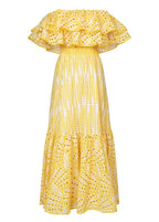 Soleia Ruffle Off-Shoulder Dress EmbroideRed Boho Midi