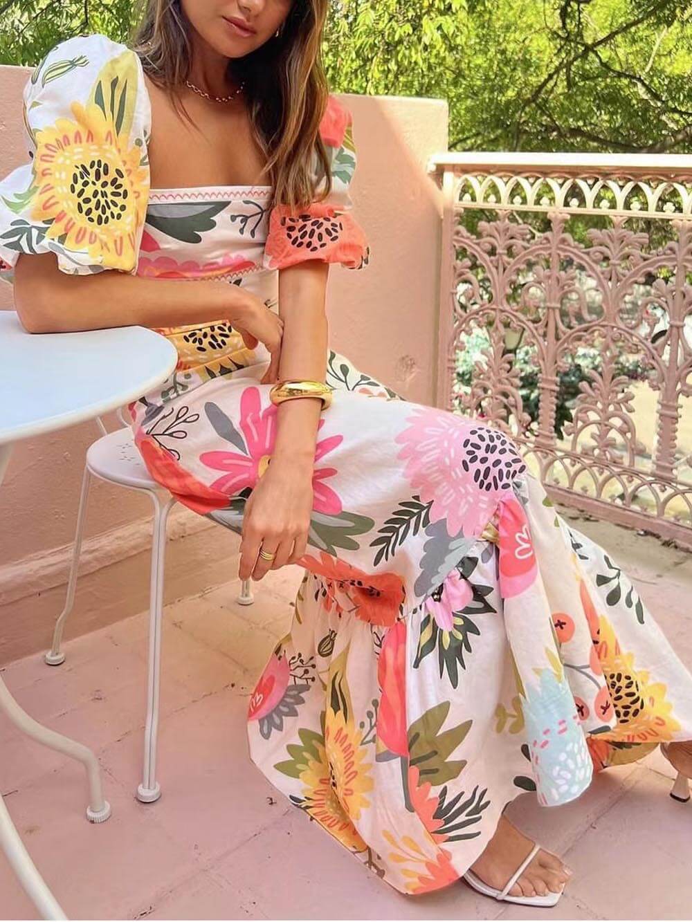 Gloria Luxe Long Floral Dress Premium Wardrobe Essential