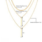 Minimalist Geometric Bar Pendant Layered Chain Necklace