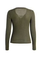 Lace Paneled Button Long Sleeve Knit Top