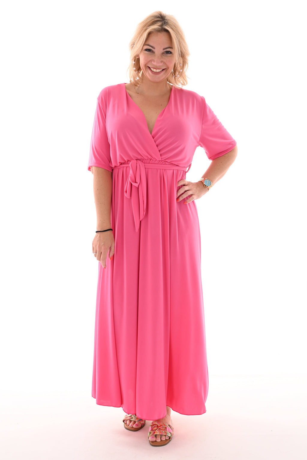 Leila Minimalist Maxi Dress Travel with Belt Designer Edit