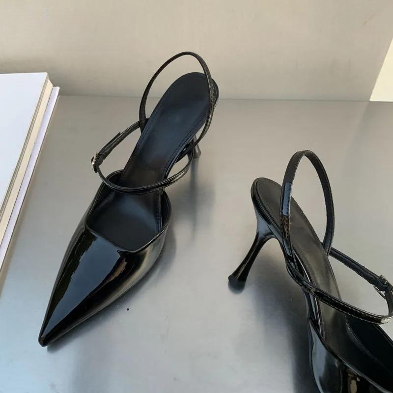 Spring Women's Slingback Shoes with Shallow Buckle Strap and Elegant Low Thin Heels
