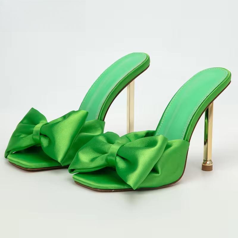 Silk Butterfly-knot High Heels Women Slippers Sandals