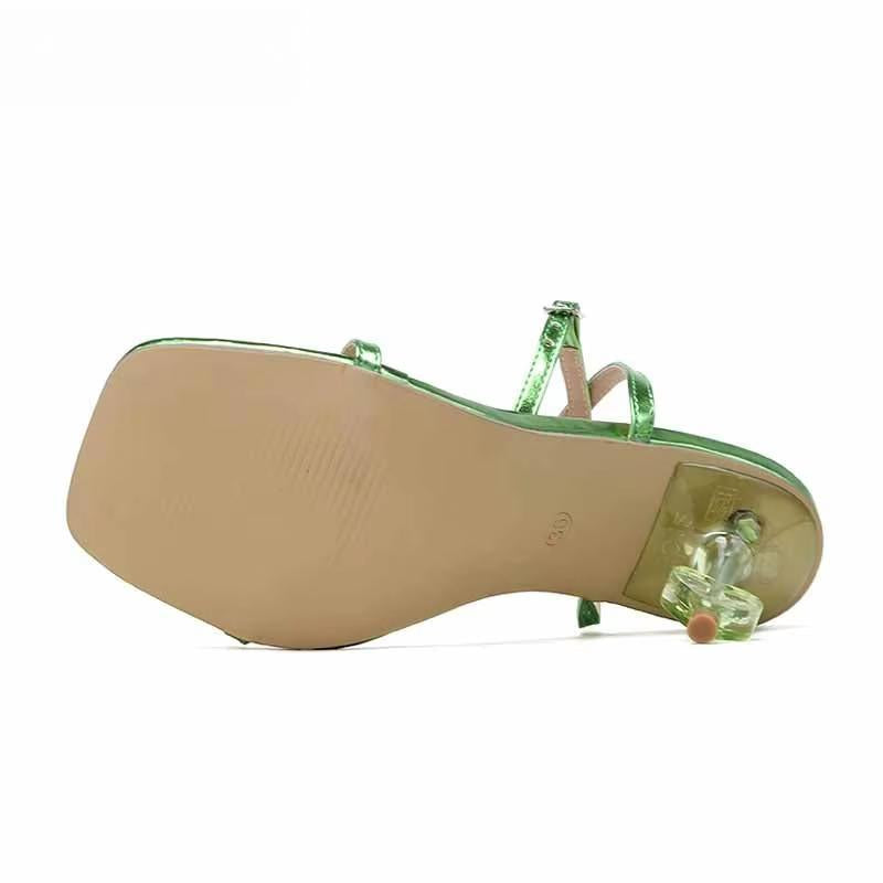 Heart Shape Transparent High Heels Sandals for Women with Strange Style