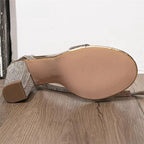 Crystal Women Sandals with Square Heel