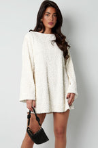 Sequin Boat Neck Long Sleeve Shift Mini Dress