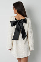 Sequin Boat Neck Long Sleeve Shift Mini Dress