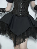 Gothic Brocade Corset Lace Up Tiered Handkerchief Lace Mini Skirt Set