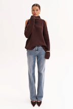 Off Shoulder Turtleneck Sweater
