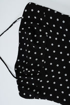 Black Halter Neck Square Neck Polka Dot Flared Ruffle Mini Dress