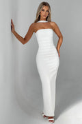 Sheer Sleeve Bustier Gown Formal Dress