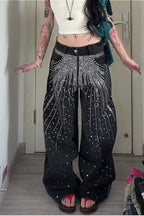 Oversized Washed Star Bling Straight Leg Vibe Jeans