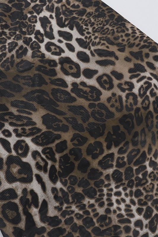 Leopard Print Spaghetti Strap Scoop Neck Bodycon Maxi Dress