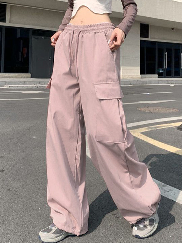 Street Pockets Drawstring Cargo Pants