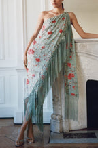 Floral Print Halter Neck Sleeveless Elegant Tassel Maxi Dress
