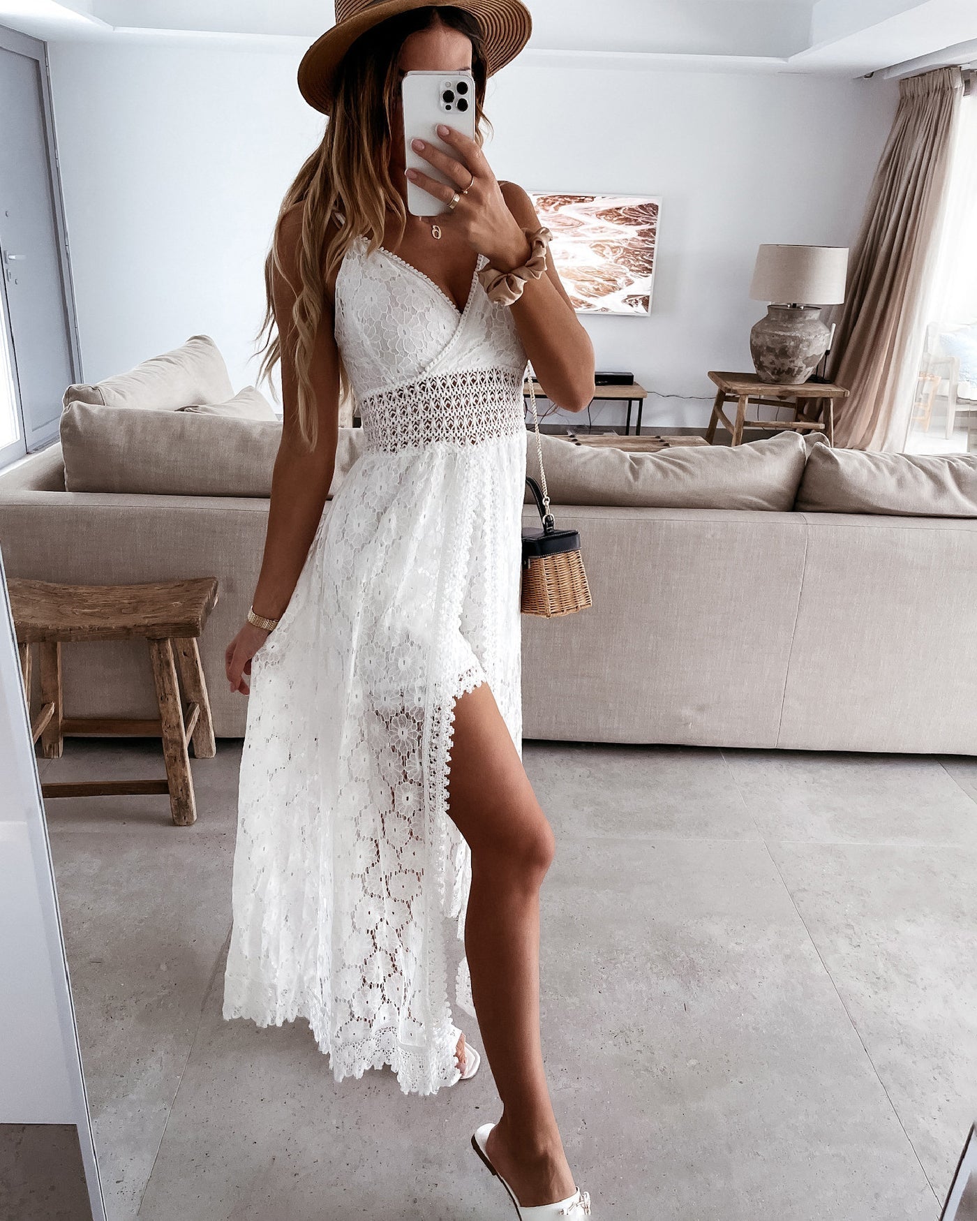 Selena Statement Lace Shorts Dress with Slit Occasion Edit