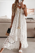 Mandy Boutique Lace and Ruffle Mullet Midi Dress Chic Silhouette Collection