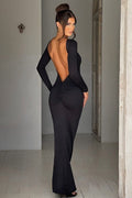 Long Sleeve Backless Bodycon With Side Slit Dress