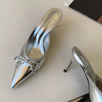 Spring Pointed Toe Women Slipper with Butterfly-knot Detail and Shallow Slip On Style