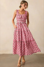 Elegant Elastic Jumpsuit Floral Dress
