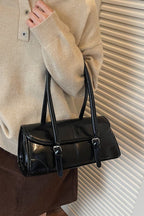 Waxed Leather Retro Long Handbag Chic Shoulder Underarm Commuter Bag