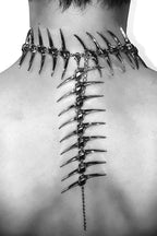 Punk Silver Thorn Bone Necklace