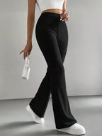 Ribbed Knit High Waist Flare Pants