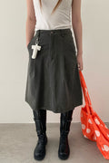 Solid Color Elastic Back A Line Skirt