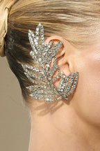 Rhinestone Leaf Ear-Cuff Earrings