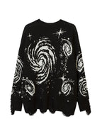 Swirl Print Ripped Design Sweater