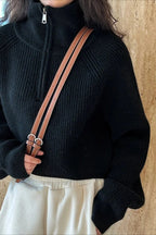 Half Zip Knit Turtleneck Sweater