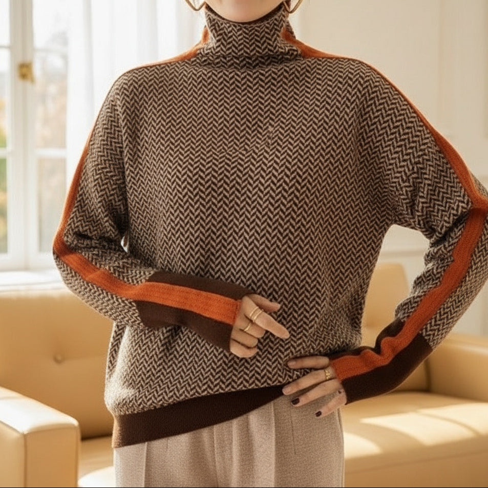 | Herringbone Turtleneck
